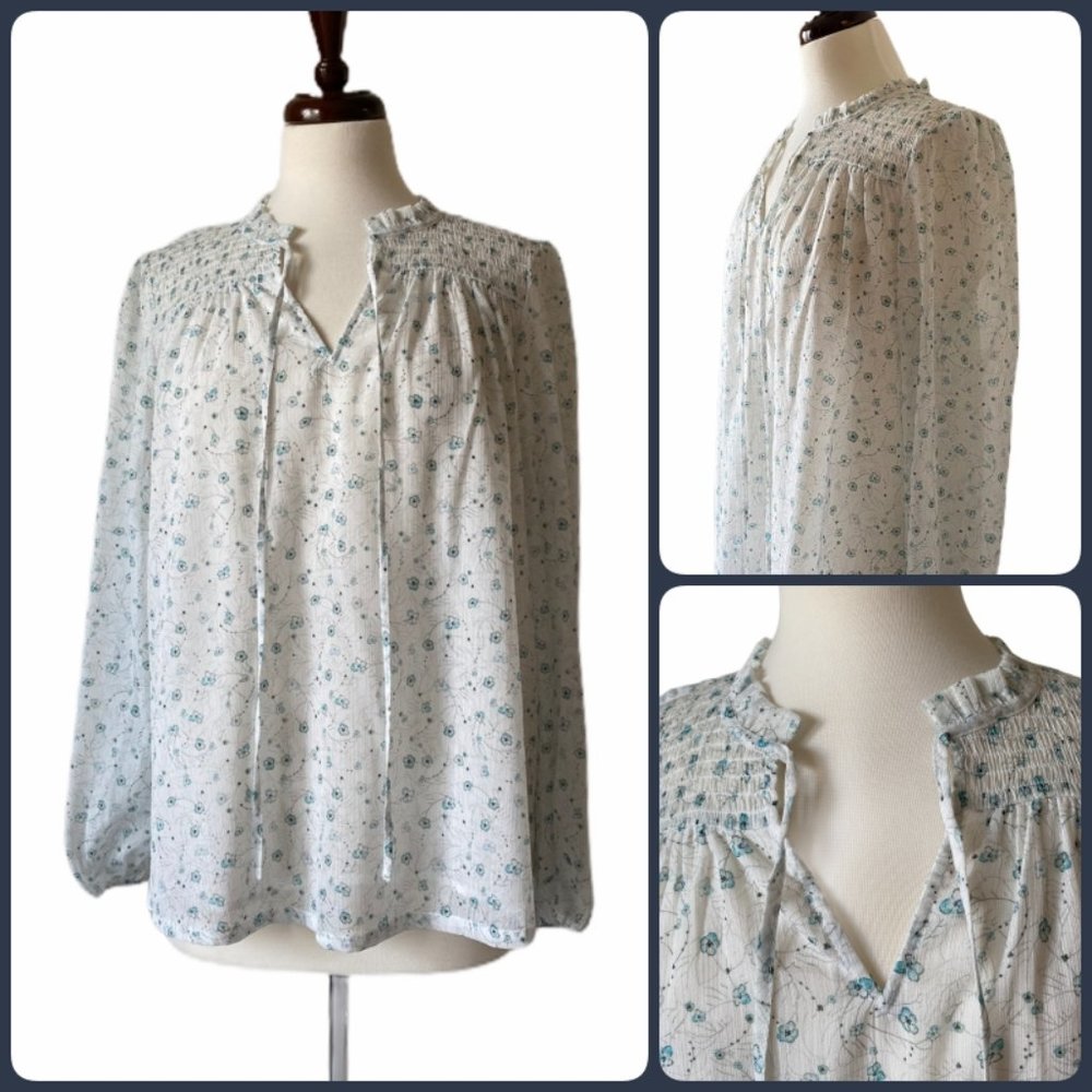 NWT Rachel Zoe Shimmery Floral Blouse, M and L